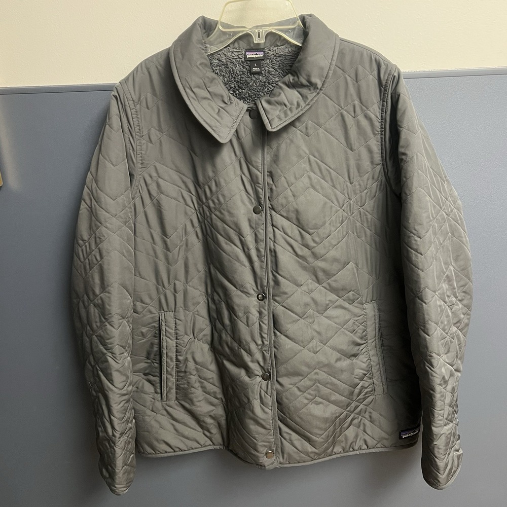 Patagonia Forge Gray Quilted Los Gatos Lined Snap Jacket Womens Size Large